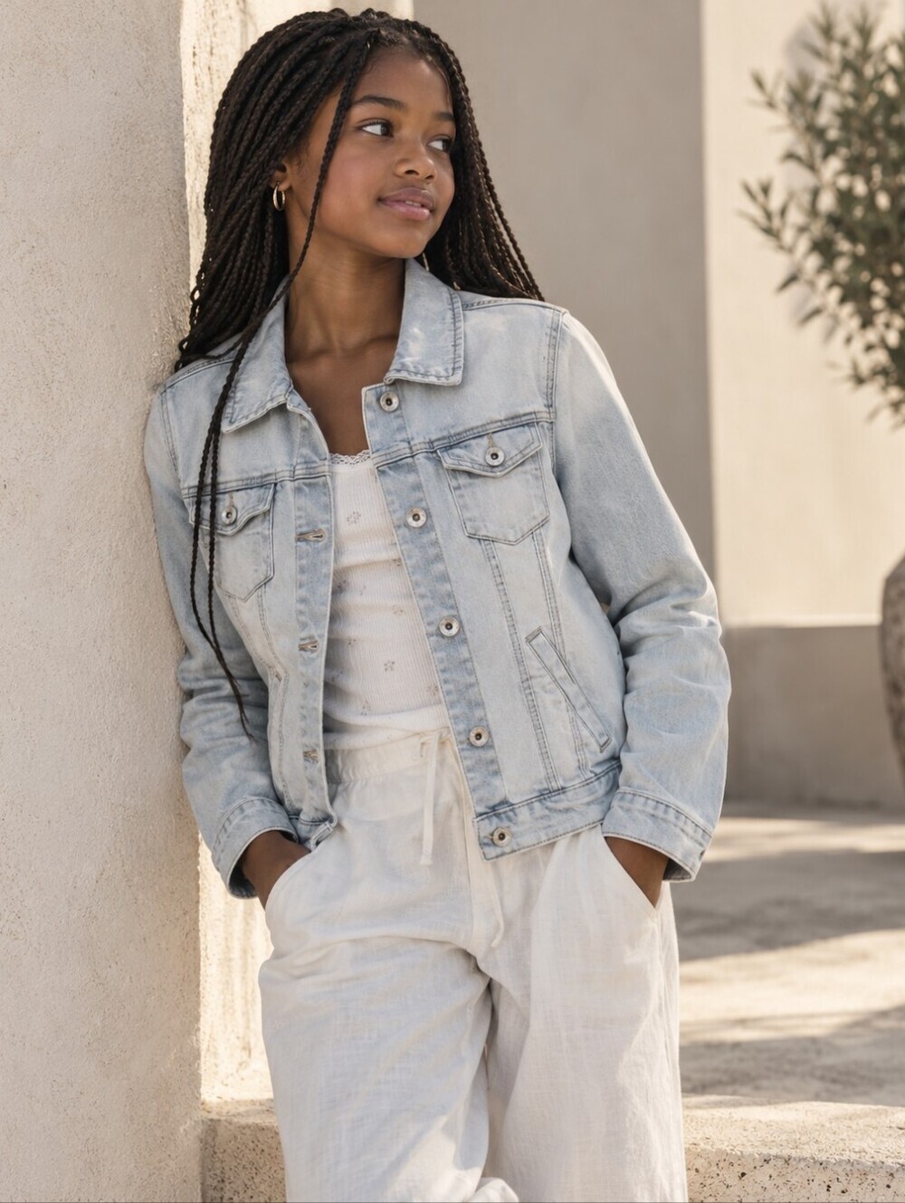 Zara Girls Light Wash Denim Jean Jacket 13-14Y Y2K Classic Trucker